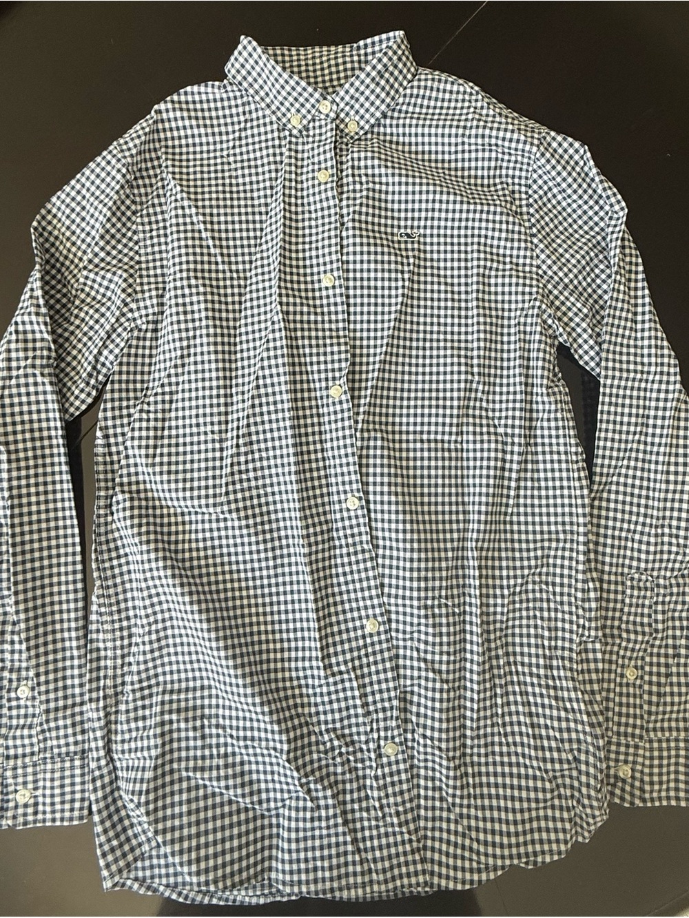Boys Blue and White Gingham performance Button-Down Shirt